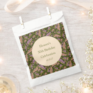 Sachets En Papier Retro Boho Green Cute Floral Custom 50e anniversai