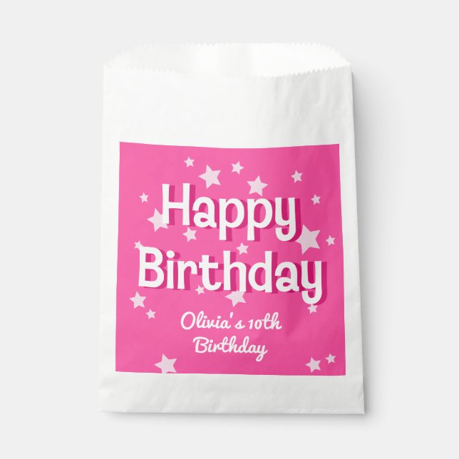 Sachets En Papier Retro Pretty Rose Stars Joyeux anniversaire (Devant)