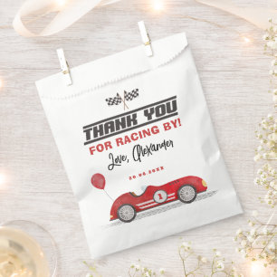 Sachets En Papier Retro Red Race Car Fast Un 1er Anniversaire