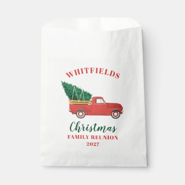 Sachets En Papier Réunion de famille de Noël de camion rouge personn (Devant)