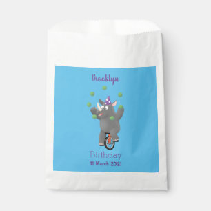 Sachets En Papier Rhinocéros drôle et mignon jonglant sur un monocyc