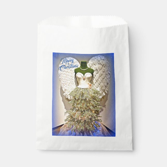 Sachets En Papier Robe Angel Mannequin Forme Arbre de Noël (Devant)
