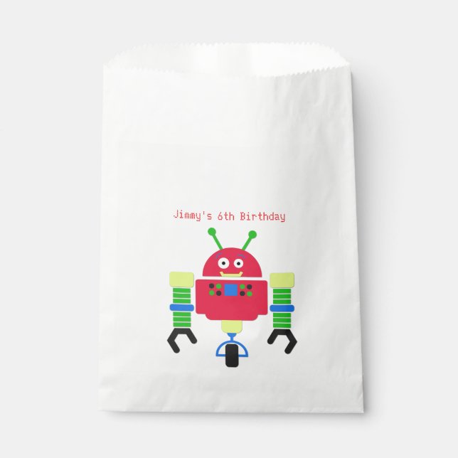 Sachets En Papier Robot de dessin Anniversaire Fête Favoriser Sac (Devant)