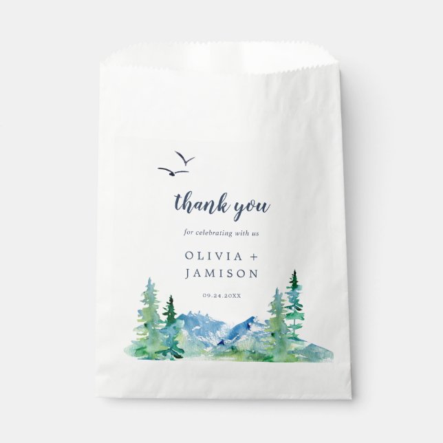 Sachets En Papier Rocky Mountain Destination Mariage Merci (Devant)