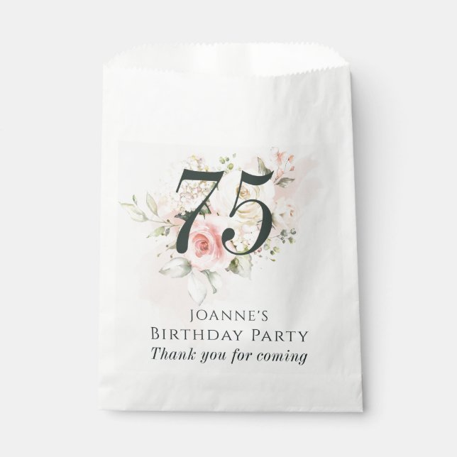 Sachets En Papier Rose Floral Bund'âge n'importe quel anniversaire f (Devant)