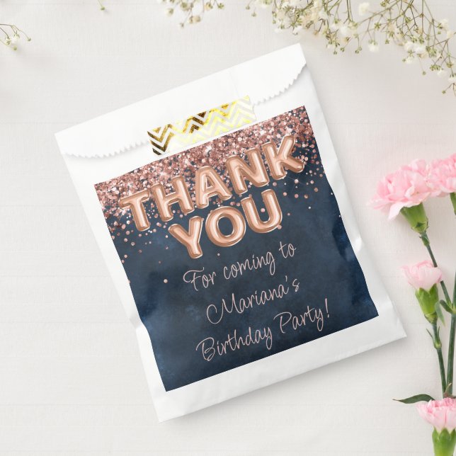 Sachets En Papier Rose Gold Navy Blue Anniversaire (Scellé)