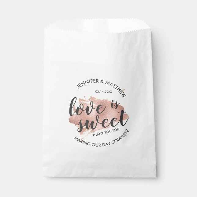 Sachets En Papier Rose moderne Gold Texture L'amour est Mariage doux (Devant)