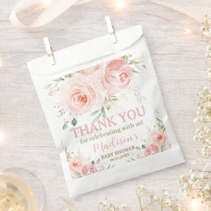 Sachets En Papier Rose Pâle Floral Or Fête Prénatale Mariage Anniver