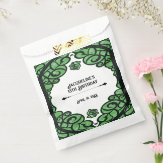 Sachets En Papier Rose Princesse Anniversaire à porte verte et noire