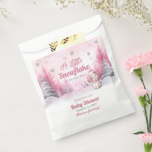 Sachets En Papier Rose Un Petit Feu De Neige Baby shower Fille de