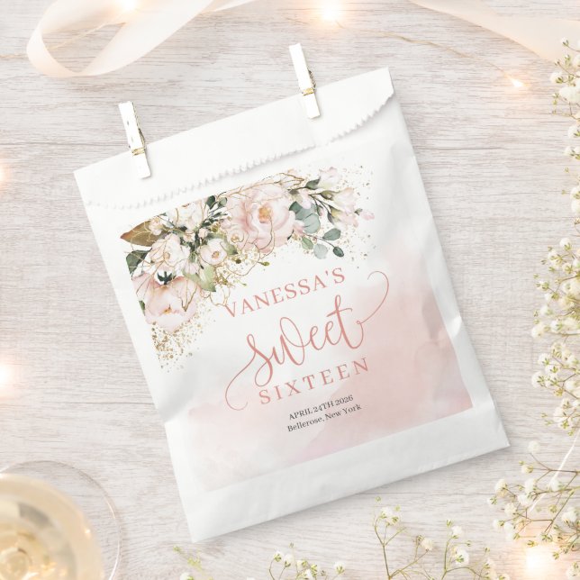 Sachets En Papier Roses rose rousse rustique sweet sixteen boho or (Coupé)