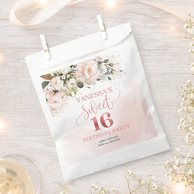 Sachets En Papier Roses rose rousse rustique sweet sixteen d'or rose (Coupé)