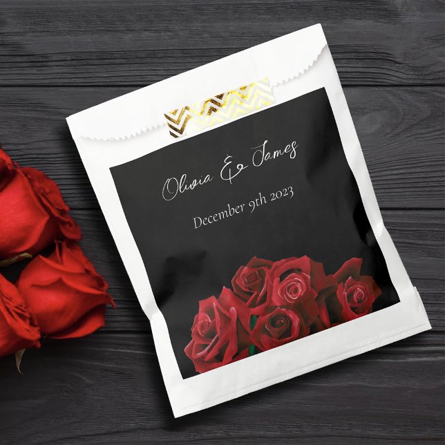 Sachets En Papier Roses rouges Noir blanc (Créateur téléchargé)