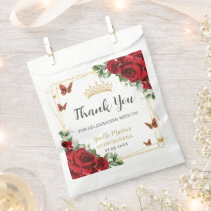 Sachets En Papier Roses Rouges Papillons Floraux Quinceanera Sweet 1
