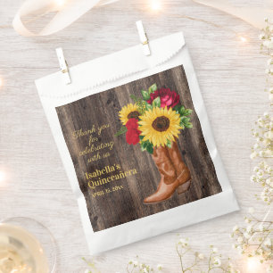 Sachets En Papier Roses rouges Tournesols Bottes de cowgirl Quincean