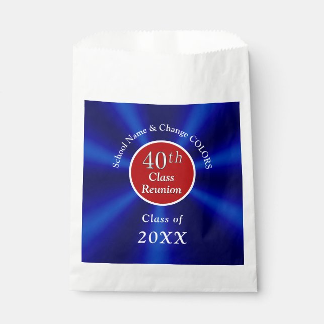 Sachets En Papier Rouge Blanc Bleu Personnalisé 40e Sac-Cadeau Réuni (Devant)