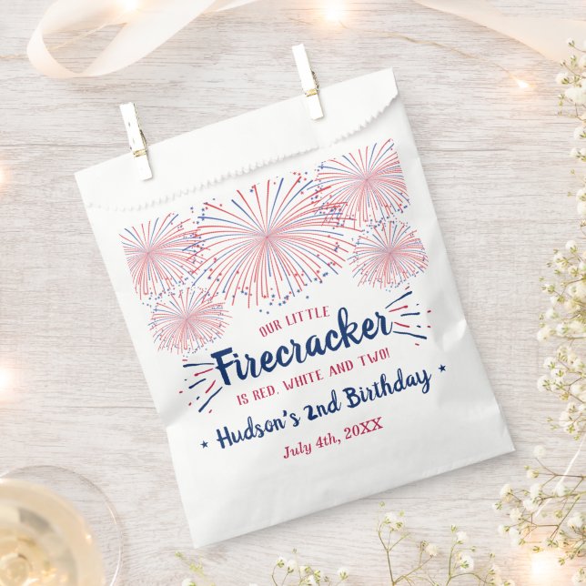 Sachets En Papier Rouge, Blanc & Deux ! 4 juillet 2e anniversaire (Coupé)