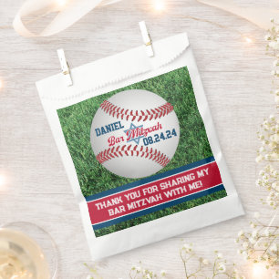 Sachets En Papier Rouge, Blanc, Navy Baseball Bar Mitzvah