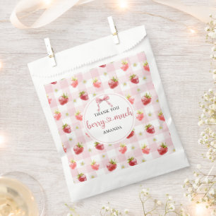 Sachets En Papier Rouge Fraise Rose Carreaux Merci Beaucoup