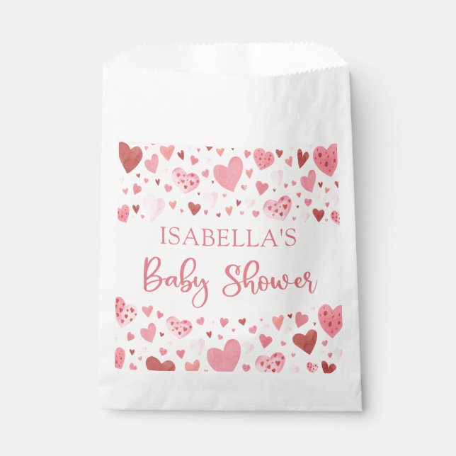 Sachets En Papier Rouge rose Valentin Un Baby shower Un Peu Chéri (Devant)