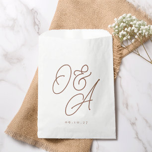 Sachets En Papier Rouille   Mariage de monogramme de filigrane de sc