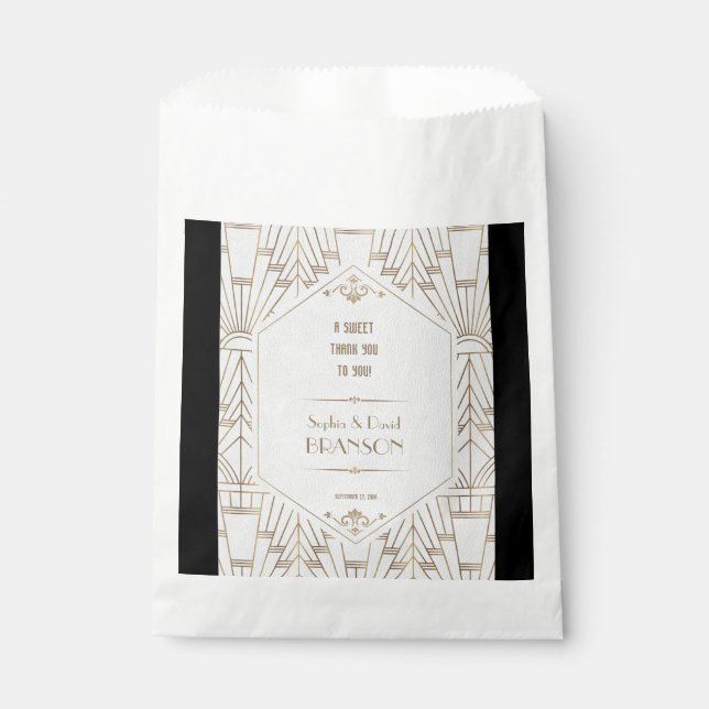 Sachets En Papier Royal White Gold Great Gatsby Mariage MERCI (Devant)
