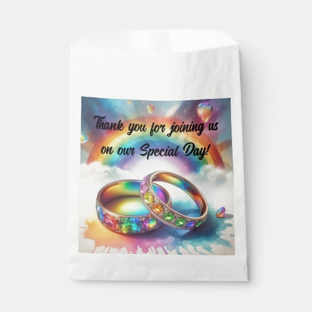 Sachets En Papier RSVP Gay lesbienne Rainbow Rings Faveurs (Devant)