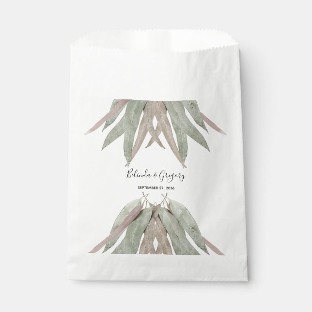 Sachets En Papier Russe Mariage feuille Eucalyptus (Devant)
