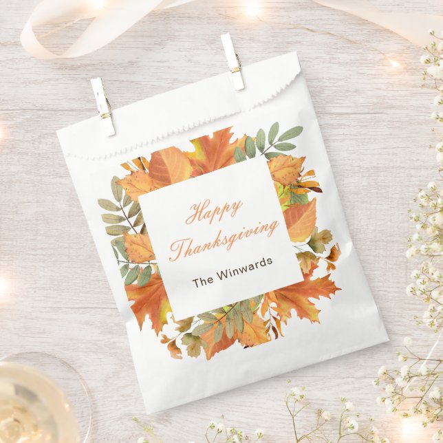 Sachets En Papier Rustic Autumn Fall Leaves Square Thanksgiving  (Coupé)
