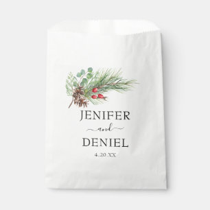 Sachets En Papier Rustic Winter Berry Pine Mariage de verdure