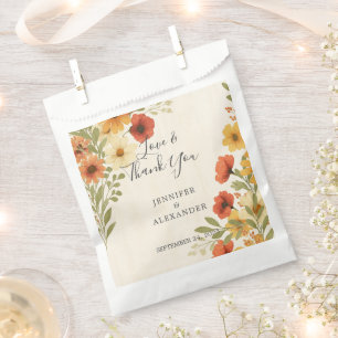 Sachets En Papier Rustique aquarelle florale merci mariage boho
