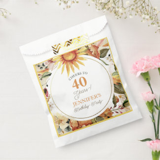 Sachets En Papier Rustique Automne Boho Sunflower 40e fête d'anniver