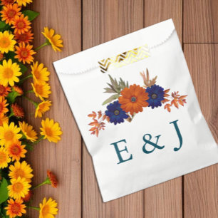 Sachets En Papier Rustique Automne Orange Navy Bleu Floral Mariage