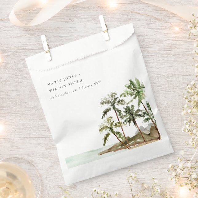 Sachets En Papier Rustique Tropical Palm Trees Beach Sand Mariage (Coupé)