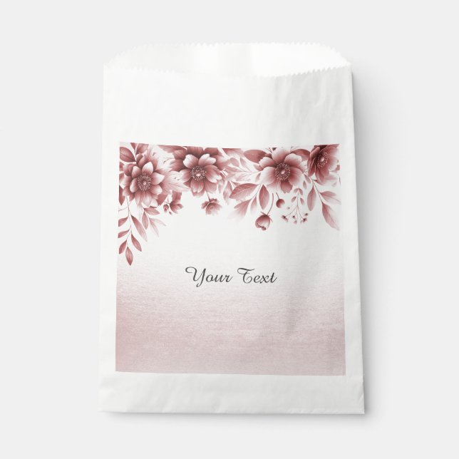 Sachets En Papier Sac à Faveur Floral Dusty Rose (Devant)