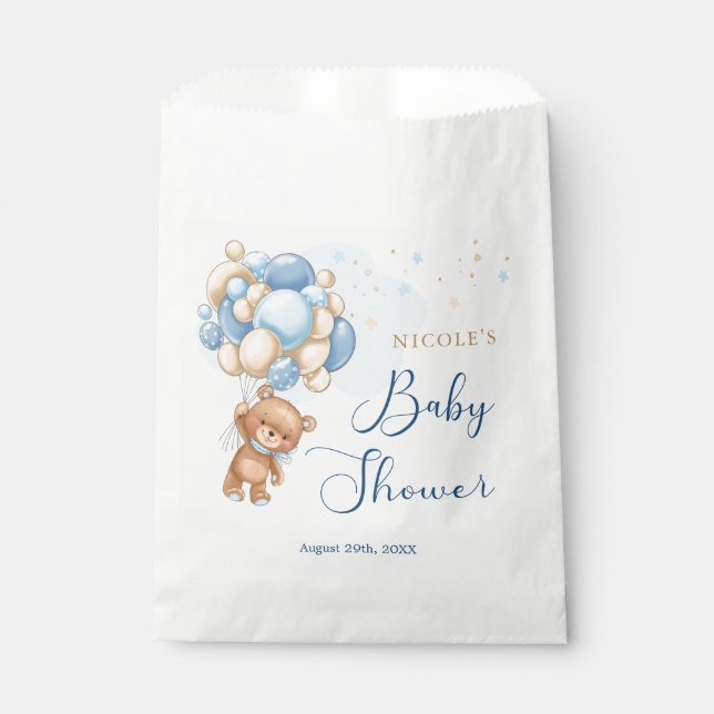 Sachets En Papier Sac Baby shower Favoriser Ours Bleu Teddy Sac (Devant)