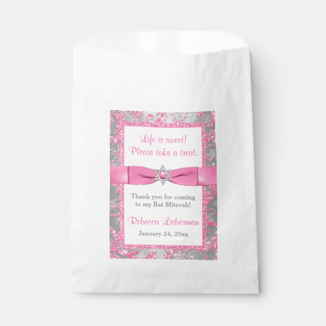 Sachets En Papier Sac bat mitzvah Favoriser | Winter Wonderland Rose (Devant)