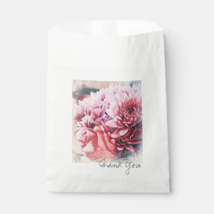 Sachets En Papier Sac Cadeau Fleur de Chrysanthème Rose Merci