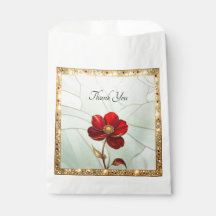 Sac Cadeau Fleur Rouge en Verre Coloré
