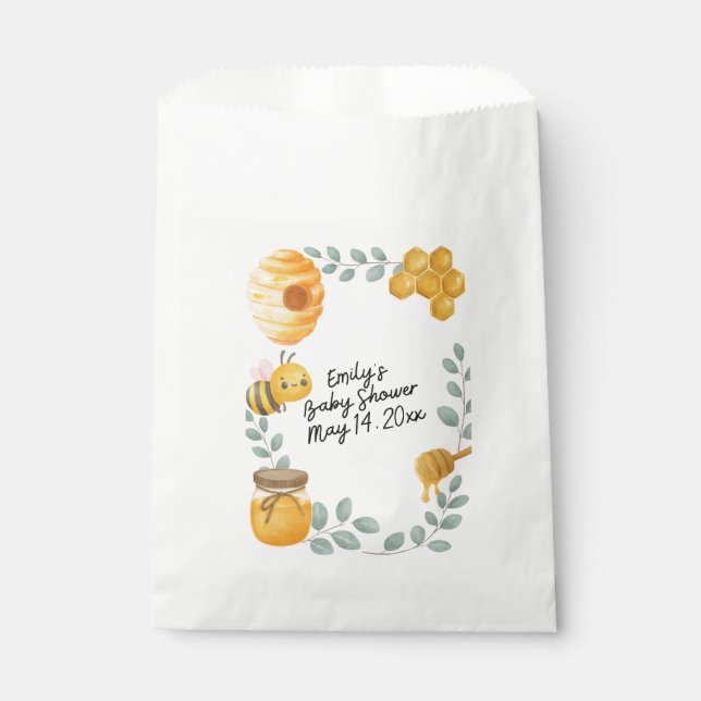 Sachets En Papier Sac cadeau pour Baby Shower Abeille (Devant)