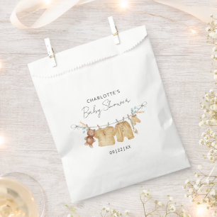 Sachets En Papier Sac de Baby shower de ligne de tissu neutre Favori