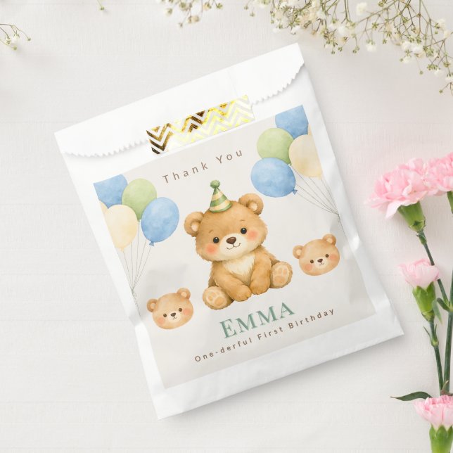 Sachets En Papier Sac de faveur d'anniversaire de nounours (Scellé)