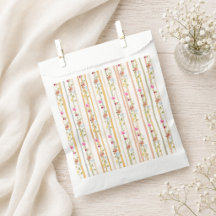 Sac de faveur de fleurs rayées pastel vintage