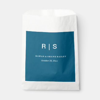 Sachets En Papier Sac de Faveur de Mariage à Monogramme Bleu Élégant