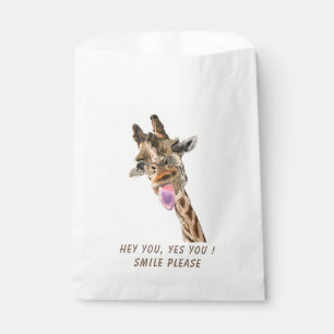 Sachets En Papier Sac de faveur de sourire de girafe drôle - Texte p