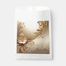 Sac de faveur floral orné doré