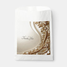Sac de faveur floral orné élégant en or