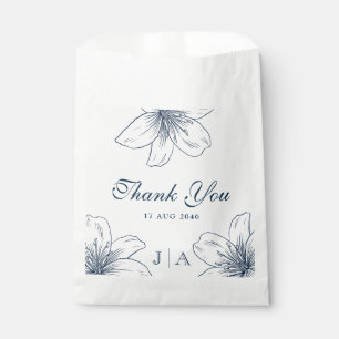 Sachets En Papier Sac de mariage chic Fleur bleue de la marine moder