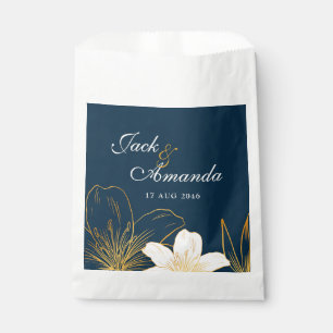 Sachets En Papier Sac de mariage chic Fleur bleue de la marine moder
