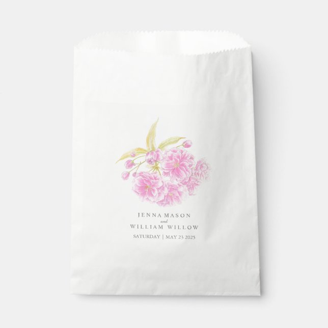 Sachets En Papier Sac de mariage en fleurs roses (Devant)